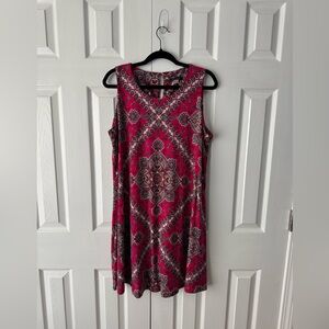Tommy Hilfiger Pink Paisley Baroque Print Sleeveless Dress Size 16